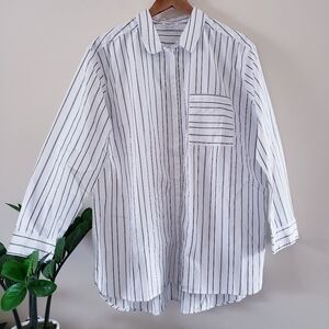 Signature Reitmans BNWT Cotton Blend Striped Long Sleeve Tunic - Black/White XXL